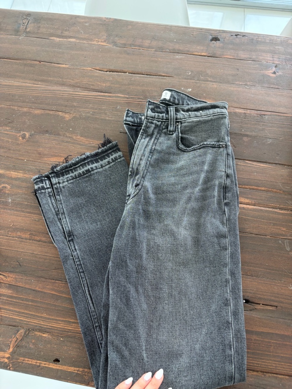Abercrombie & Fitch Women's Straight Leg Jeans in Washed Black